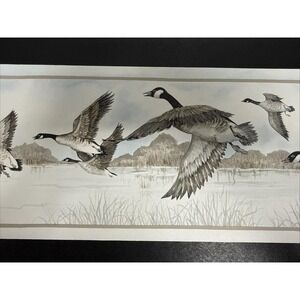 Canadian Geese Flying Wall Paper Border Rolls Nature 16Ft Each Vinyl Pre-Pasted